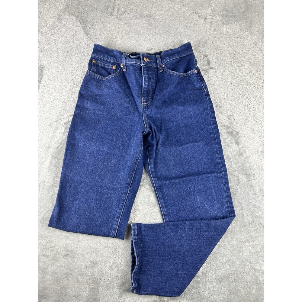 J. Crew Classic Straight Dark‎ Wash Jeans Organic Cotton Made In Italy Size 28P